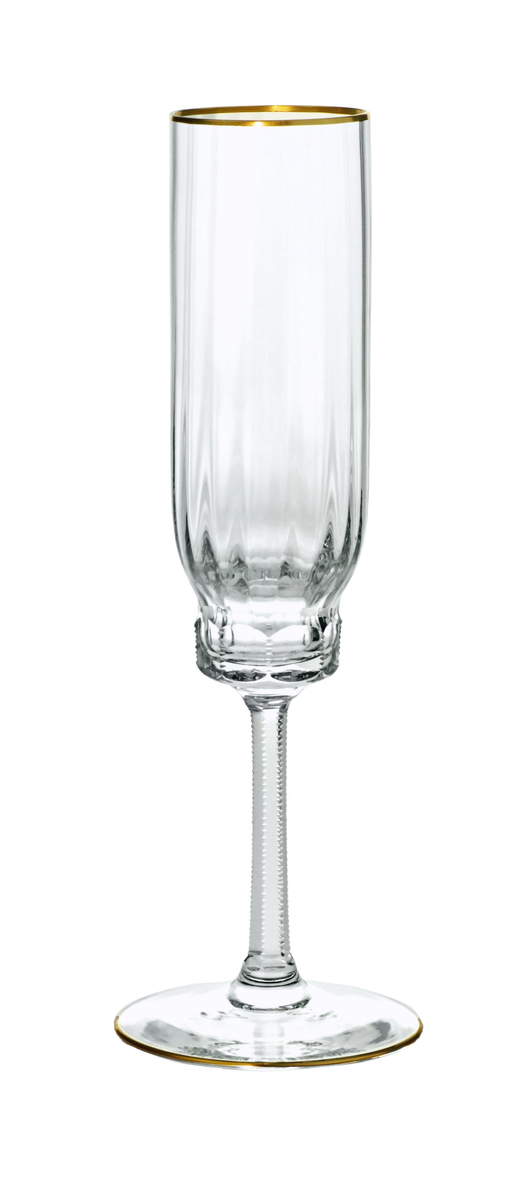DELPHI Sektglas 263 mm - klares Glas, Stielschliff, Flächenschliff, Eckenschliff, Goldrand