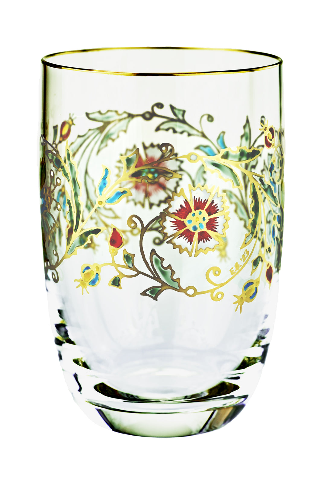 ELISABETH klar, florale Handmalerei - Becher 115 mm