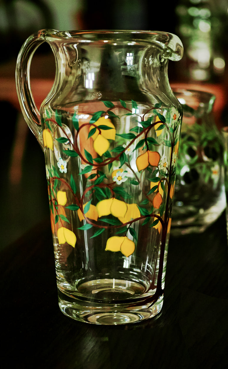 OLIVIA Krug, klares Glas, Malerei 'Zitrone', 240 mm, 1.0 Liter