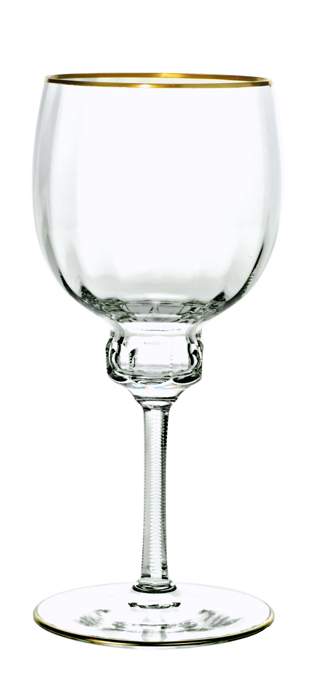 DELPHI Rotweinglas 215 mm - klares Glas, Stielschliff, Flächenschliff, Eckenschliff, Goldrand