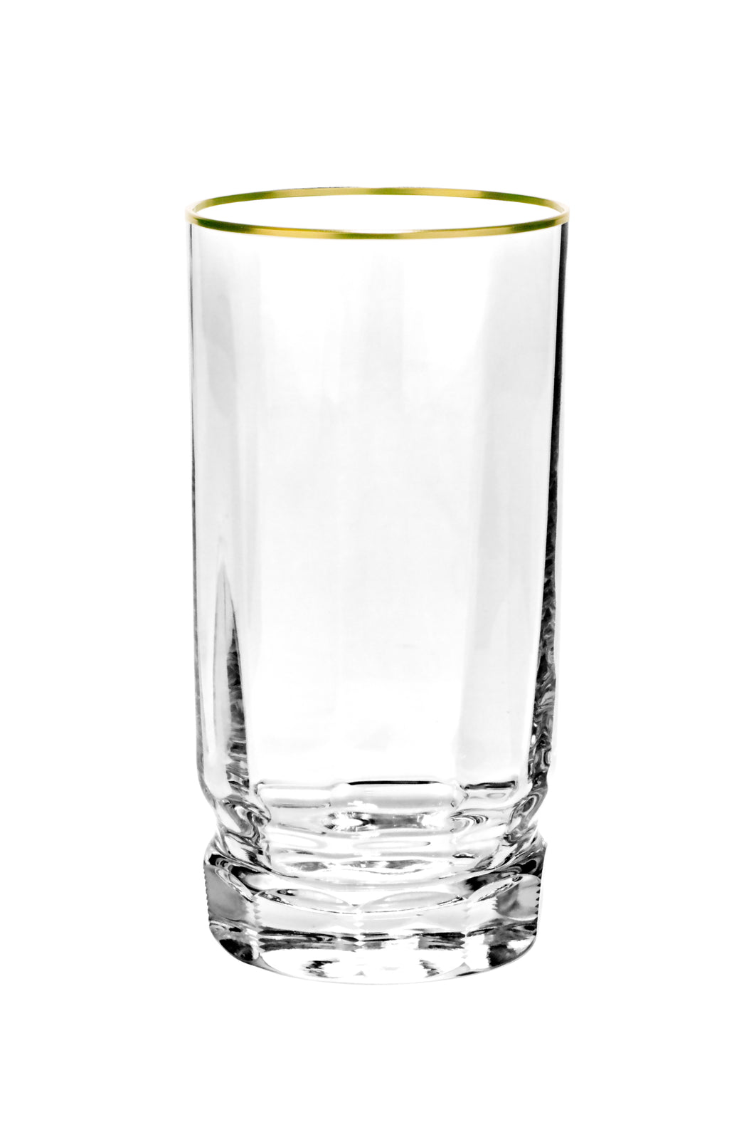 DELPHI Becher 140 mm - klares Glas, Flächenschliff, Eckenschliff, Goldrand