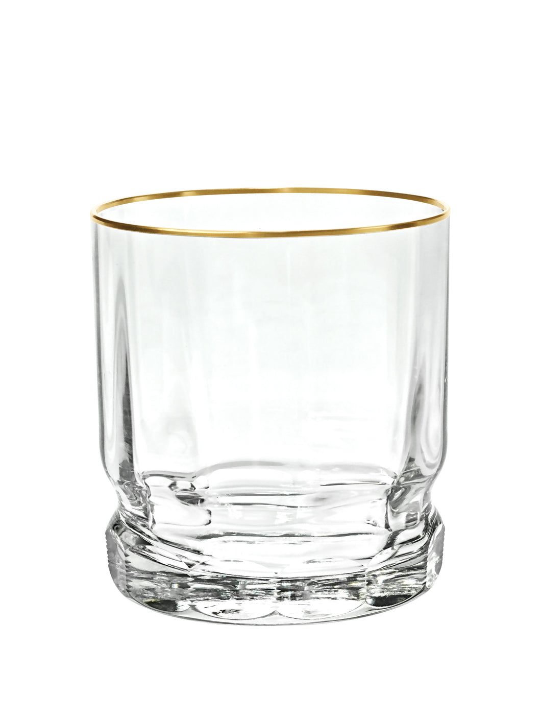 DELPHI Whisky Becher 99 mm - klares Glas, Flächenschliff, Kerbschliff, Goldrand