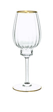Lade das Bild in den Galerie-Viewer, DELPHI Weinglas 233 mm - klares Glas, Stielschliff, Flächenschliff, Eckenschliff, Goldrand
