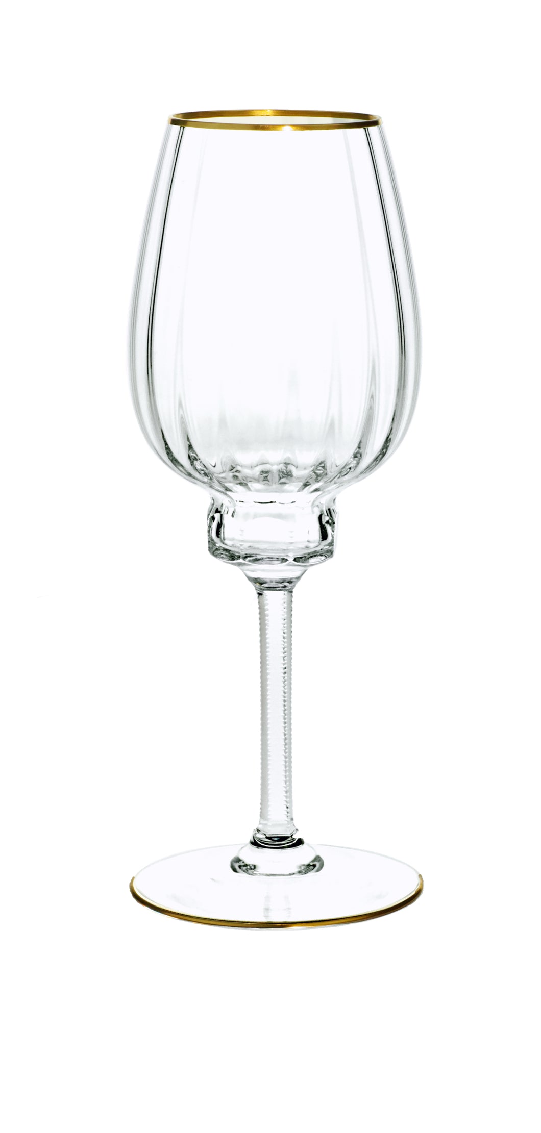 DELPHI Weinglas 233 mm - klares Glas, Stielschliff, Flächenschliff, Eckenschliff, Goldrand