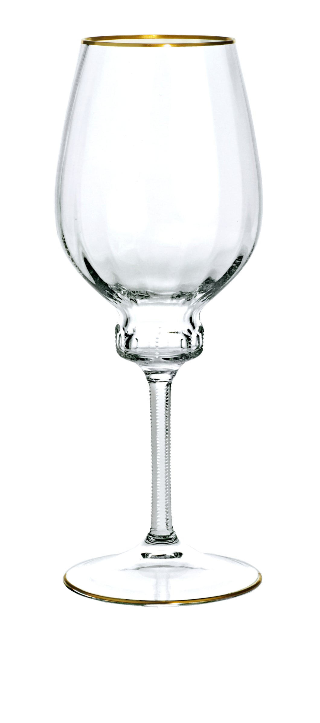 DELPHI Rotweinglas 256 mm - klares Glas, Stielschliff, Flächenschliff, Eckenschliff, Goldrand