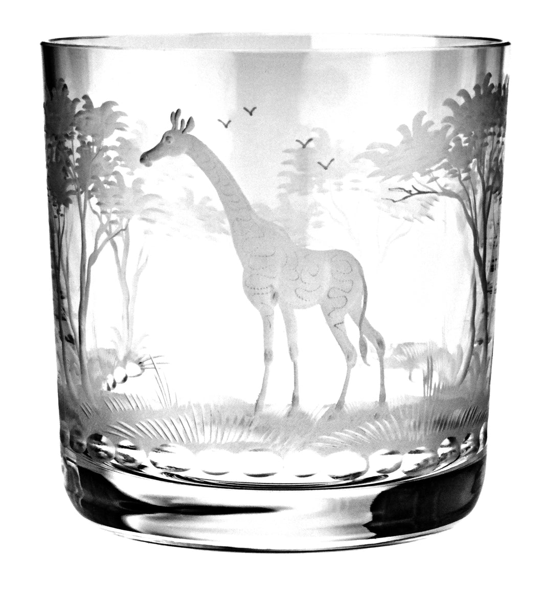 KILIMANDSCHARO klares Glas, Gravur 'Giraffe' - Whiskybecher 99 mm