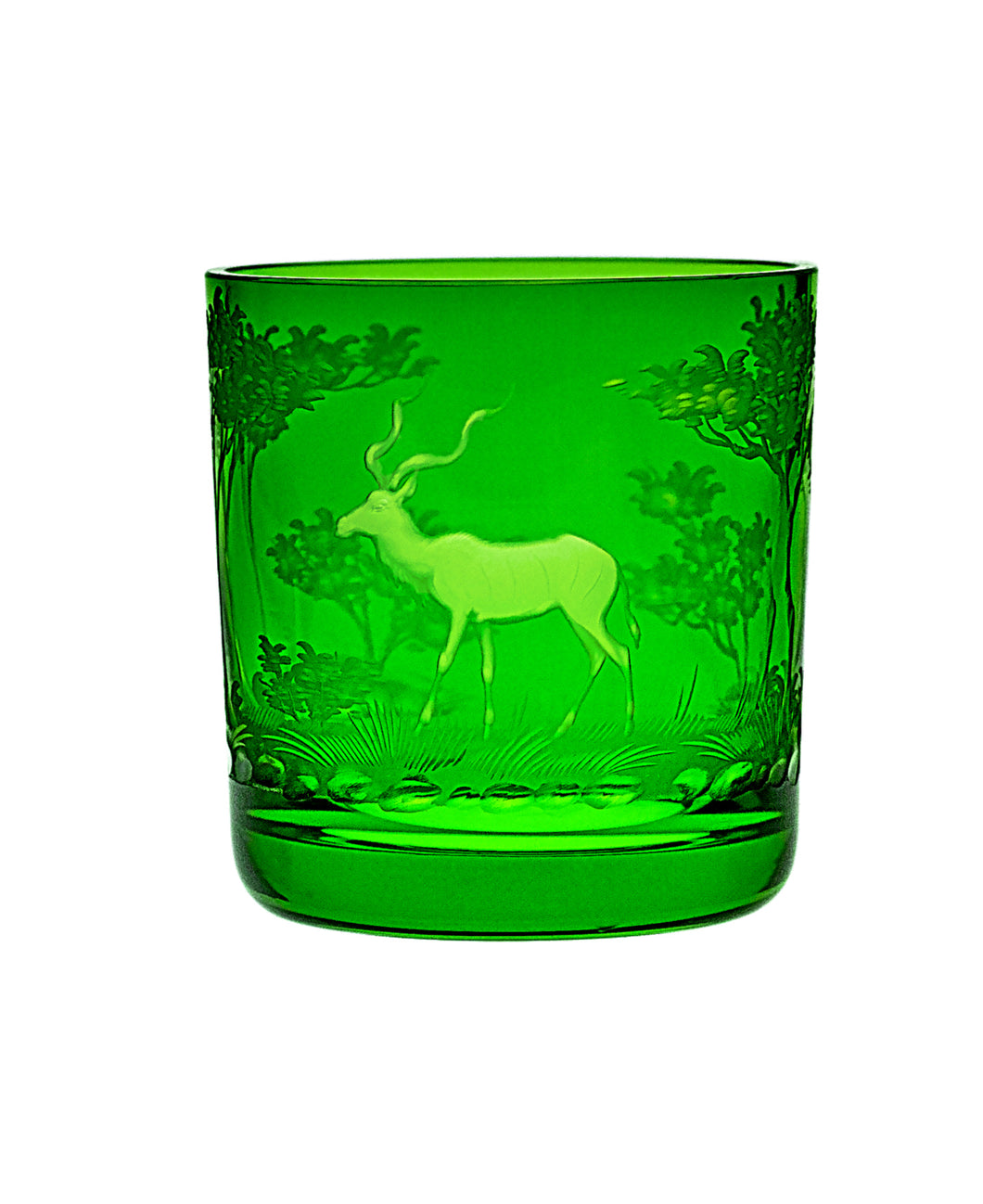KILIMANDSCHARO smaragd, Gravur 'Kudu' - Whiskybecher 99 mm
