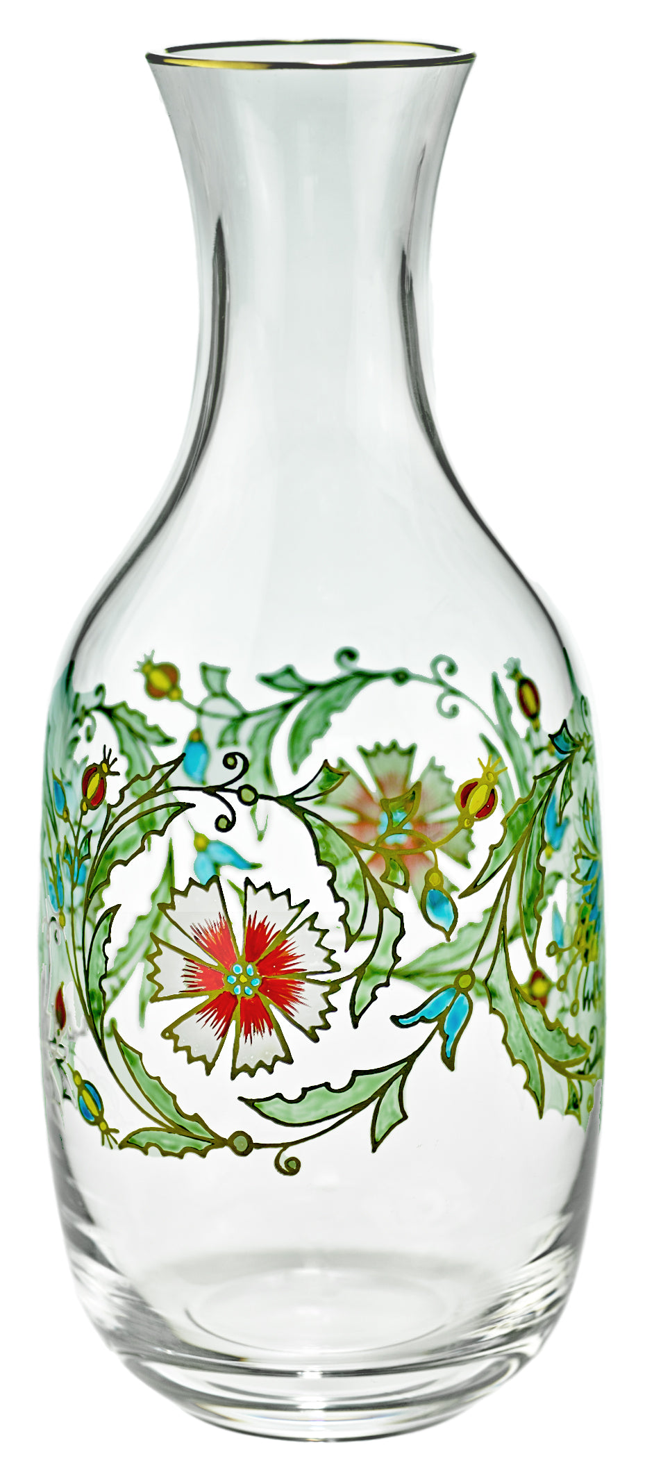 ELISABETH klar, florale Handmalerei - Flasche 0,75 l, 241 mm