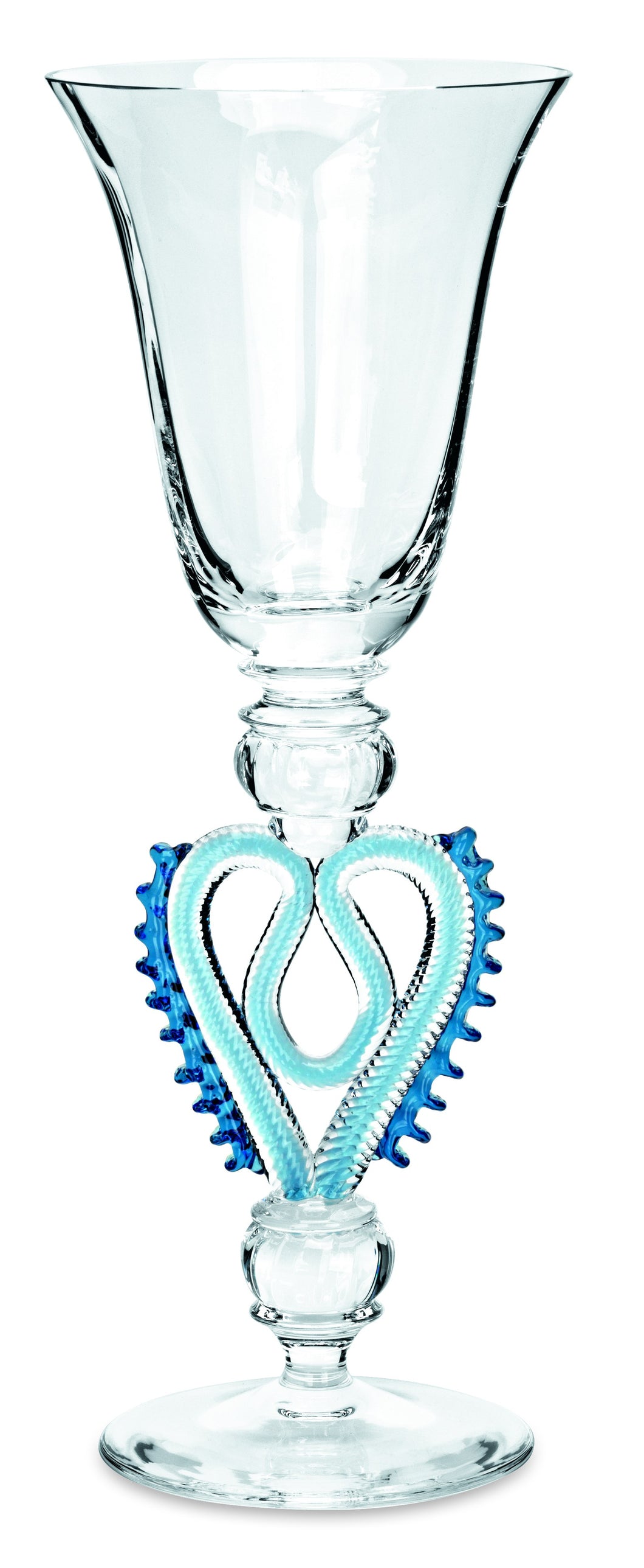 KÖNIGSKOLLEKTION klar, optisch & blaue Verzierungen - Römer Zierglas Vase 283 mm
