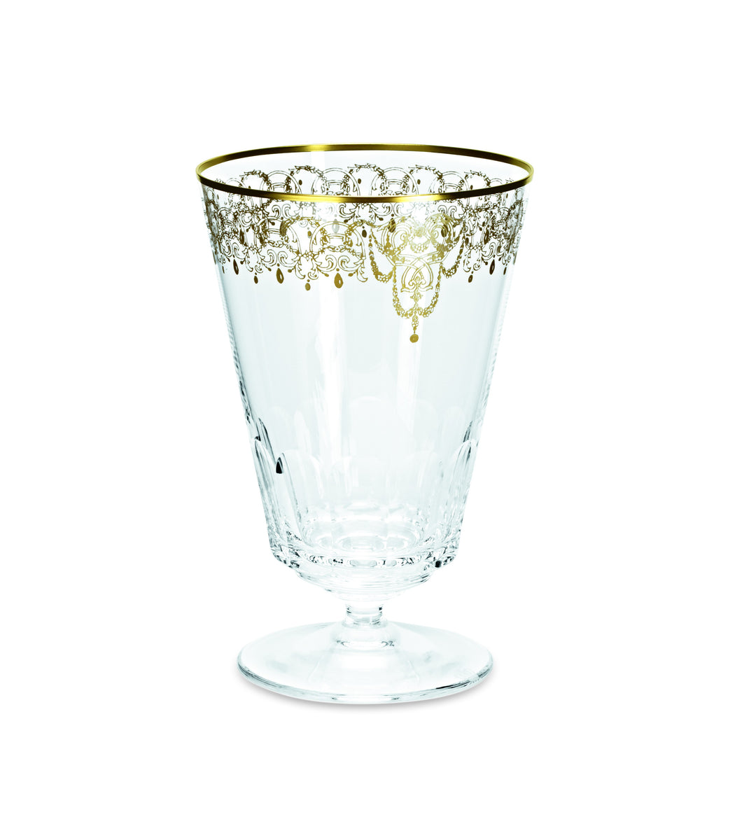 PIERRE klar, Schliff & Golddekoration - Fußbecher 150 mm