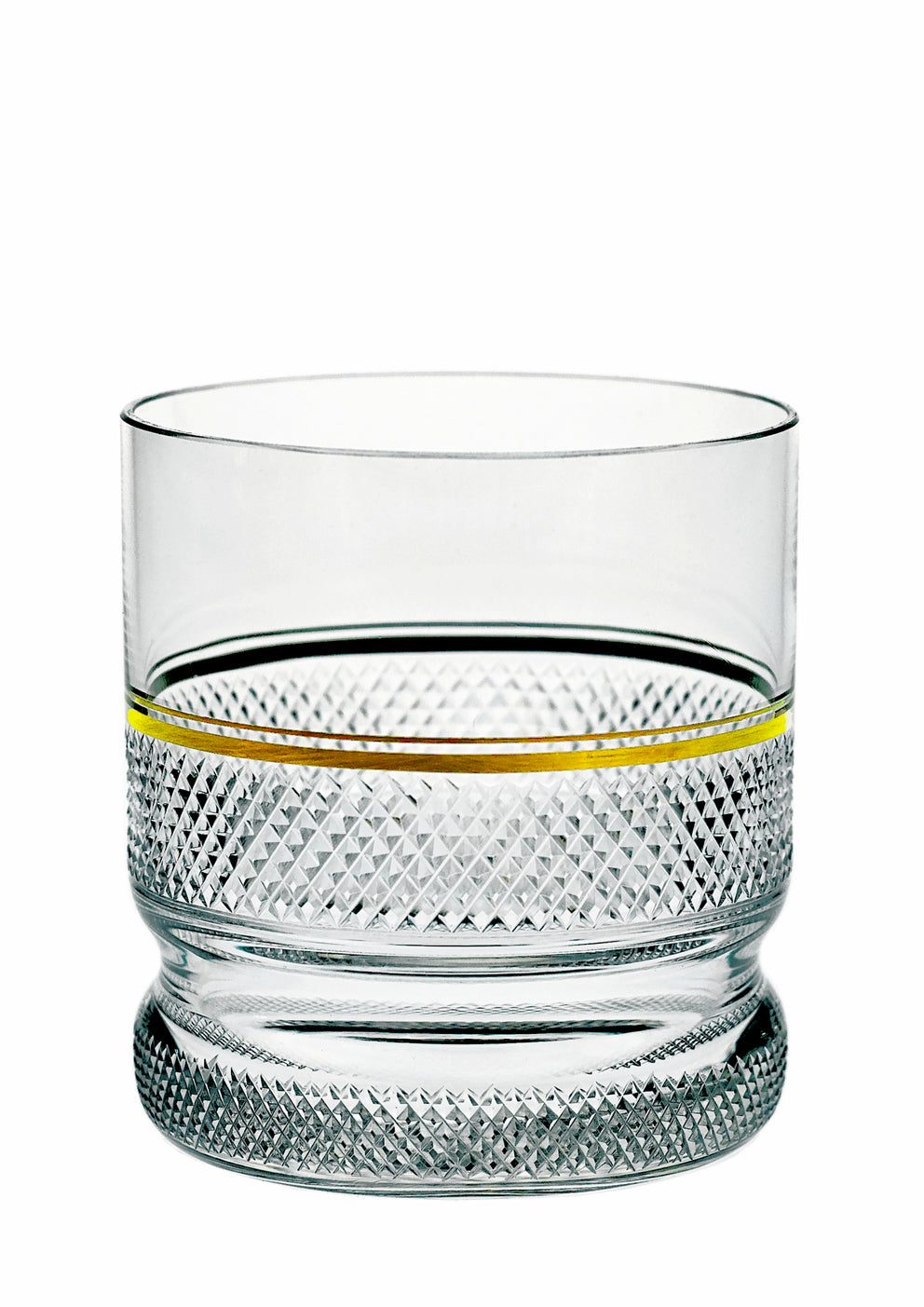 PRESTIGE klar, Diamantschliff & Goldrand - Whisky Becher 99 mm