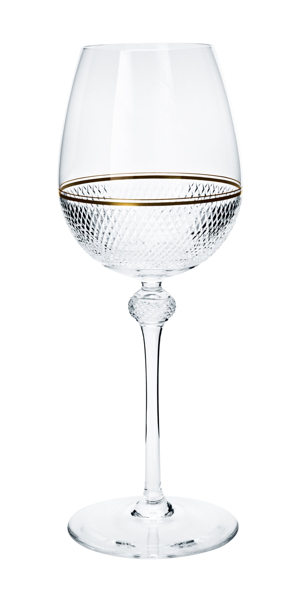 PRESTIGE klar, Diamantschliff & Goldrand - Weinglas 245  mm