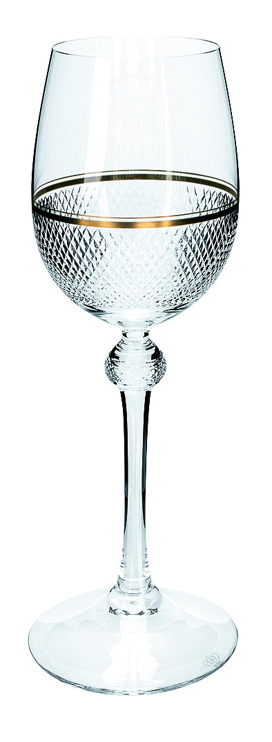 PRESTIGE klar, Diamantschliff & Goldrand - Weinglas 225 mm
