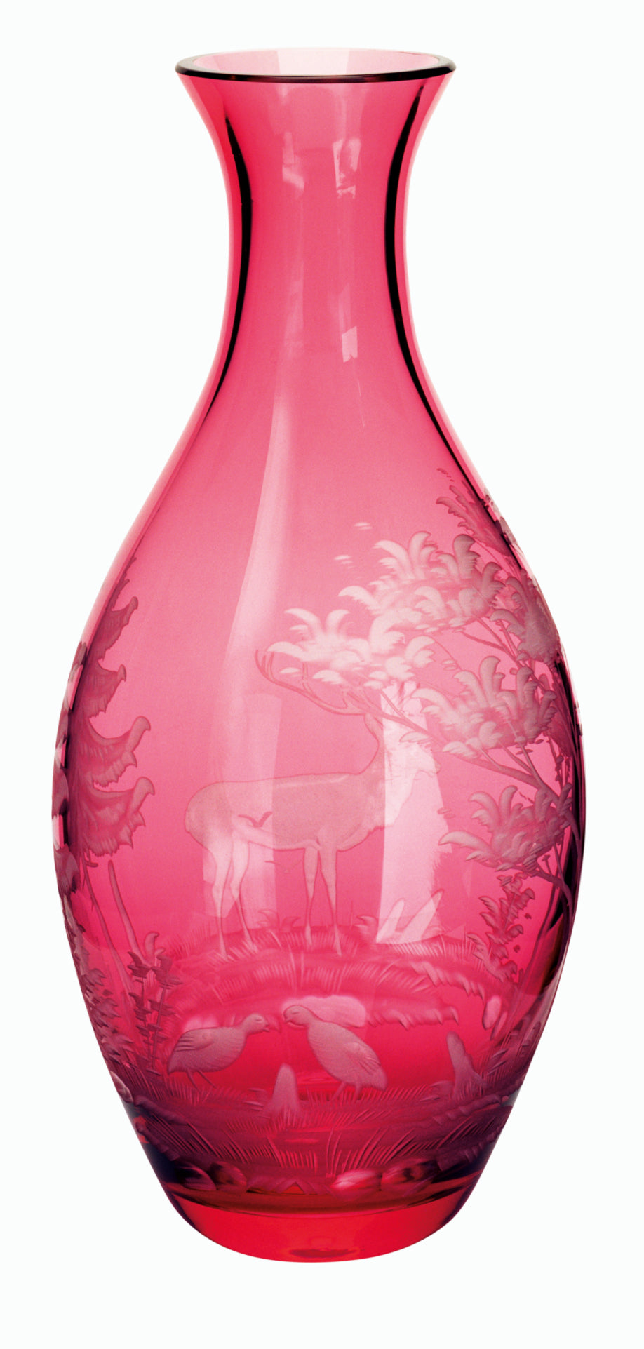 SCHLIERSEE rubin, Gravur 'Hirsch & Rebhuhn' - Flasche 0,7 l, 260 mm